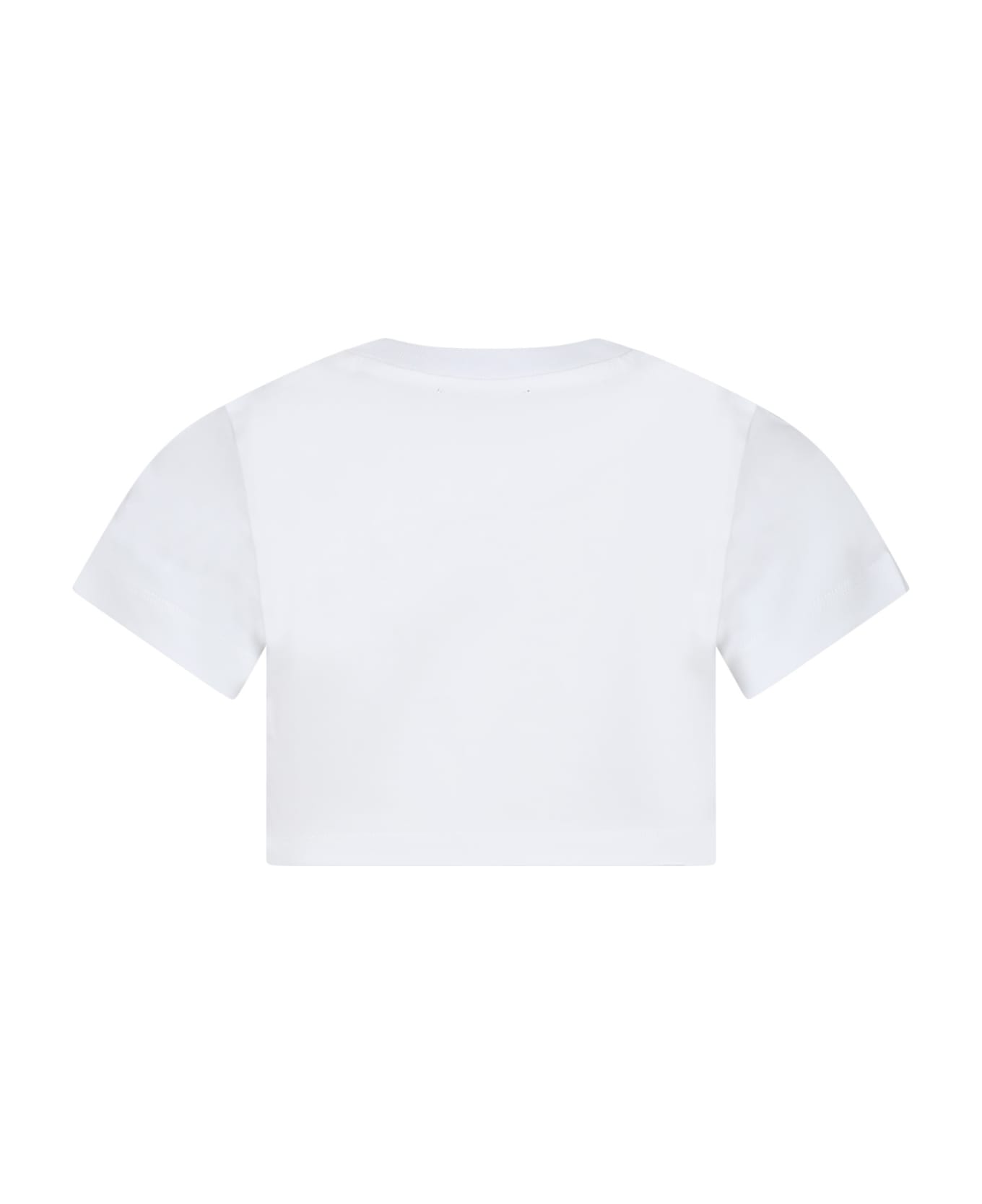 Balmain T-shirt Blanc Pour Fille Avec Logo - White
