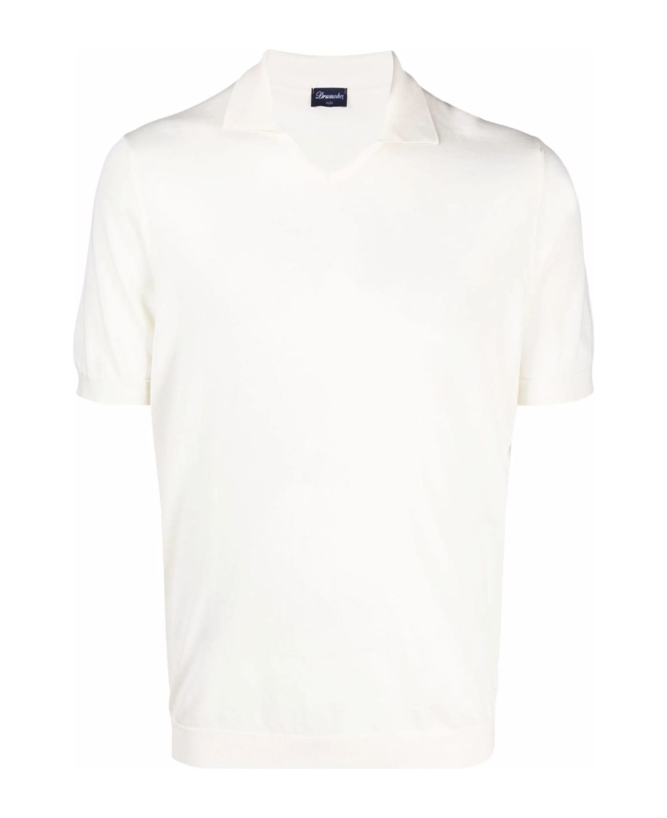 Drumohr Ivory White Cotton T-shirt - White