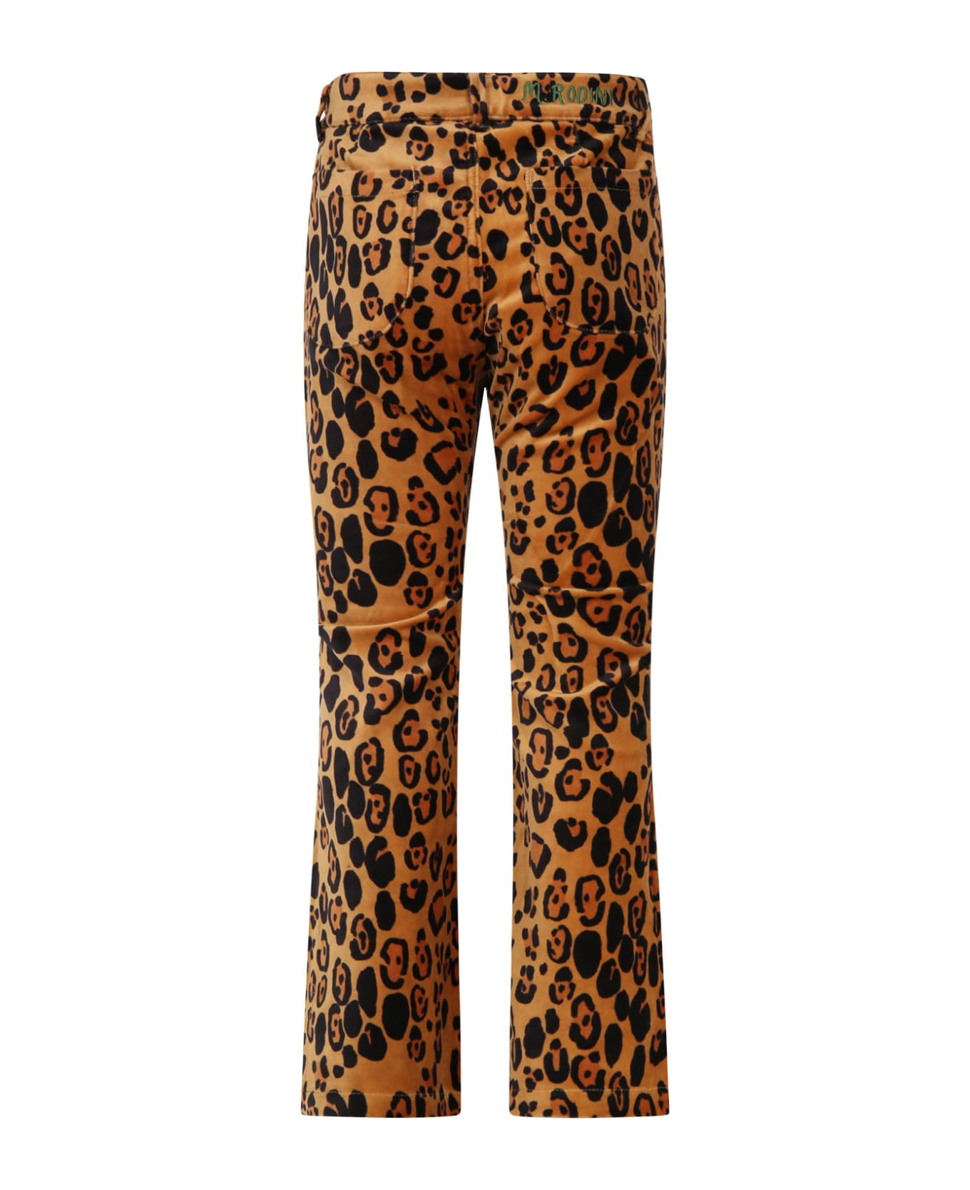 Mini Rodini Brown Trousers For Girl With Lepard Print - Yellow ボトムス