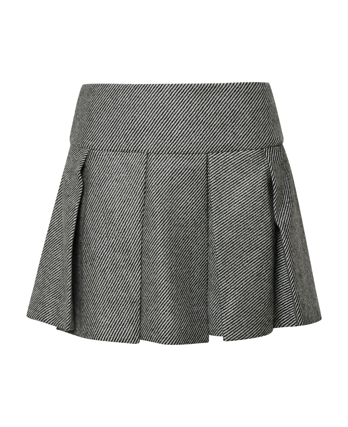 Patou Two-tone Virgin Wool Skirt - Grey