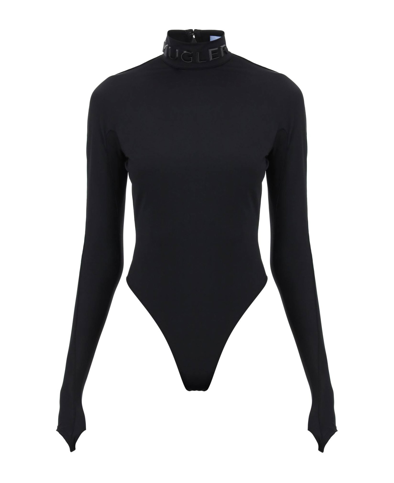 Mugler Bodysuit With Stand Collar - BLACK (Black)