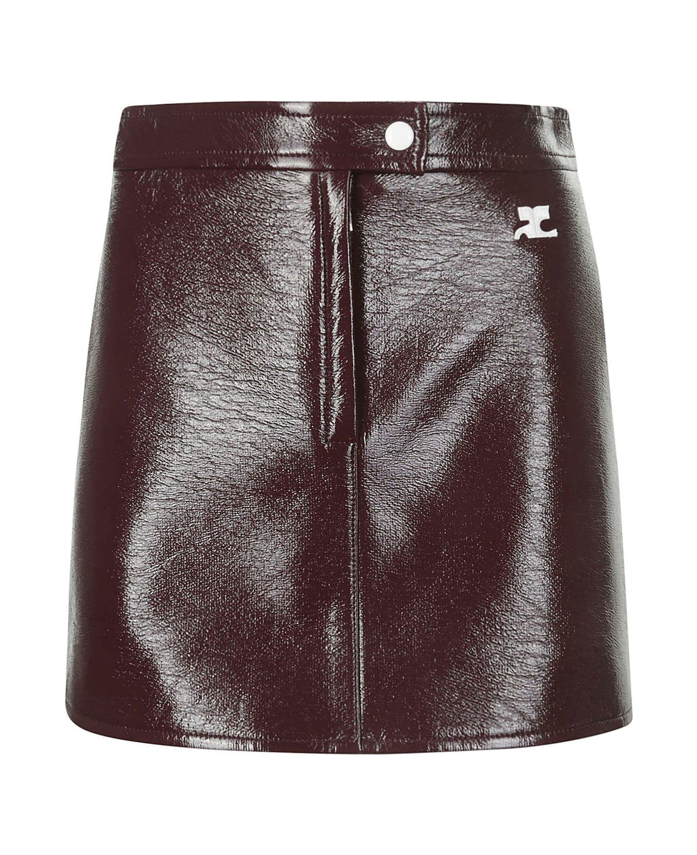 Courrèges Reedition Logo Patch Mini Skirt - BURGUNDY