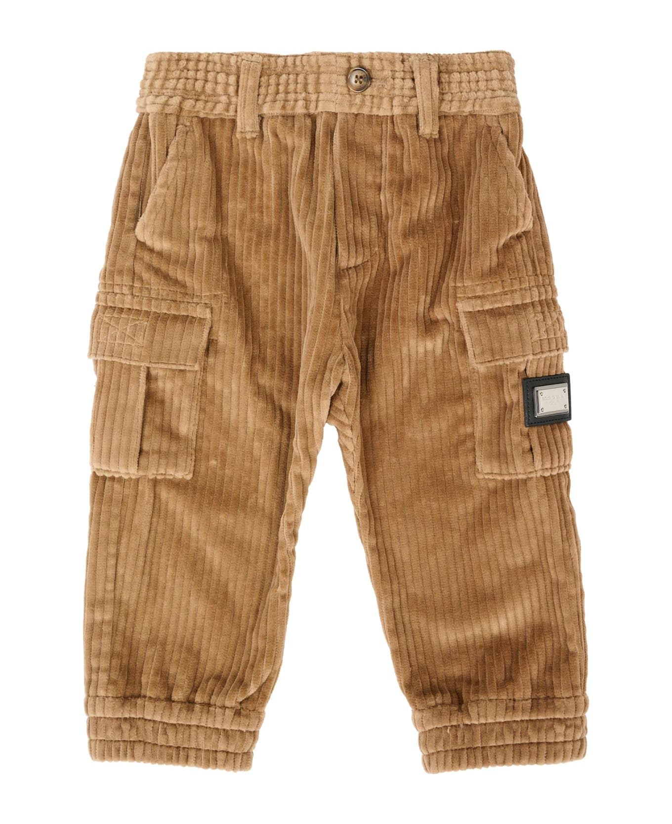 Dolce 
Gabbana Brown Trousers For Baby Boy With Patch - Brown