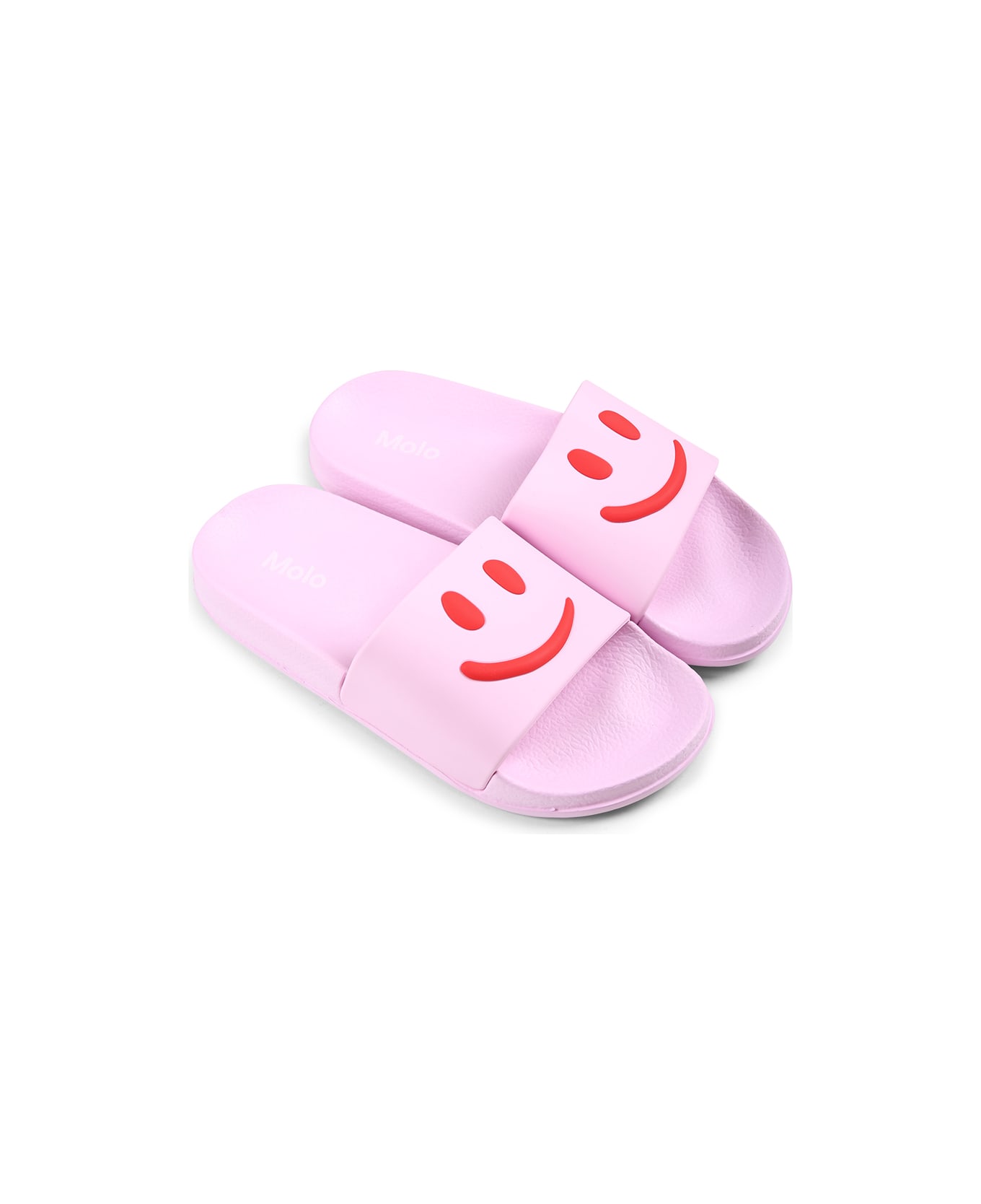 Molo Pink Slippers For Girl With Smiley - Pink