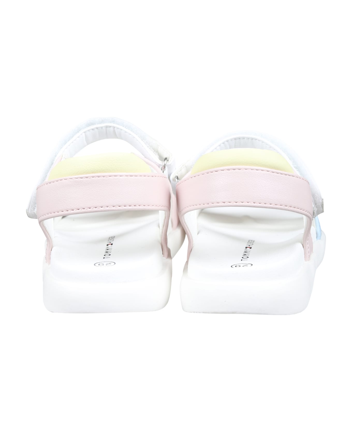 Tommy Hilfiger White Sandals For Girl With Logo And Heart - Pink シューズ