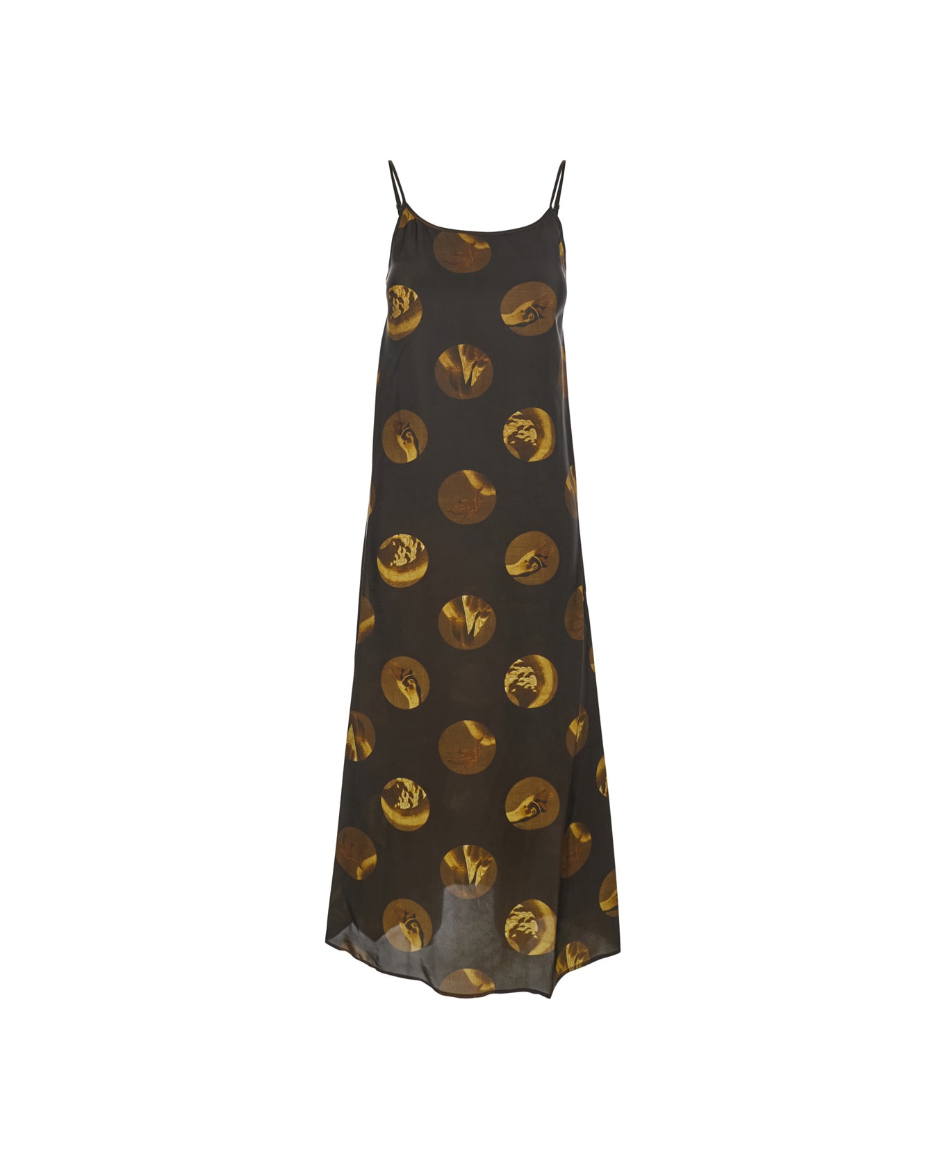 Uma Wang 
anaya
 Brown Sleeveless Dress With Round Neck And All-over Motif In Viscose Blend Woman - BROWN