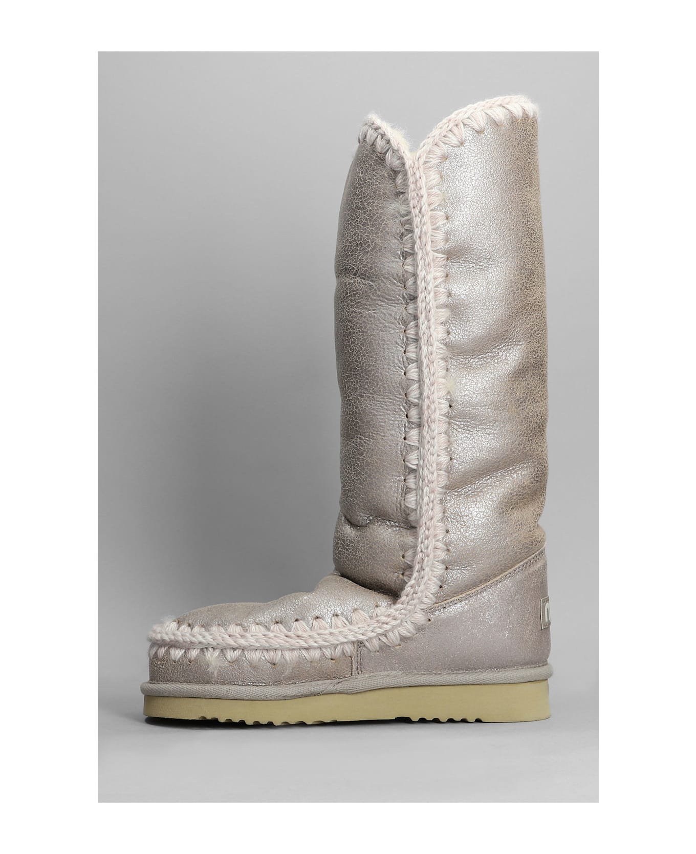 Mou Eskimo 40 Low Heels Boots In Beige Suede - beige