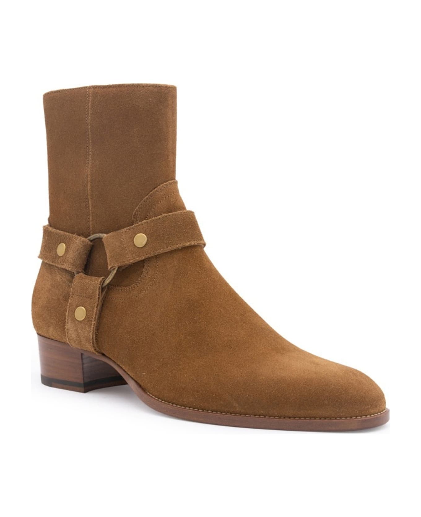 Saint Laurent Wyatt Harness Ankle Boots - Brown
