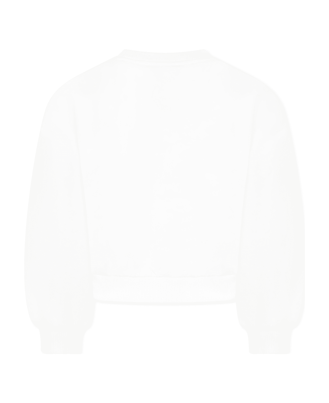 Moschino White Crop Sweatshirt For Girl With Bicycle Print - White