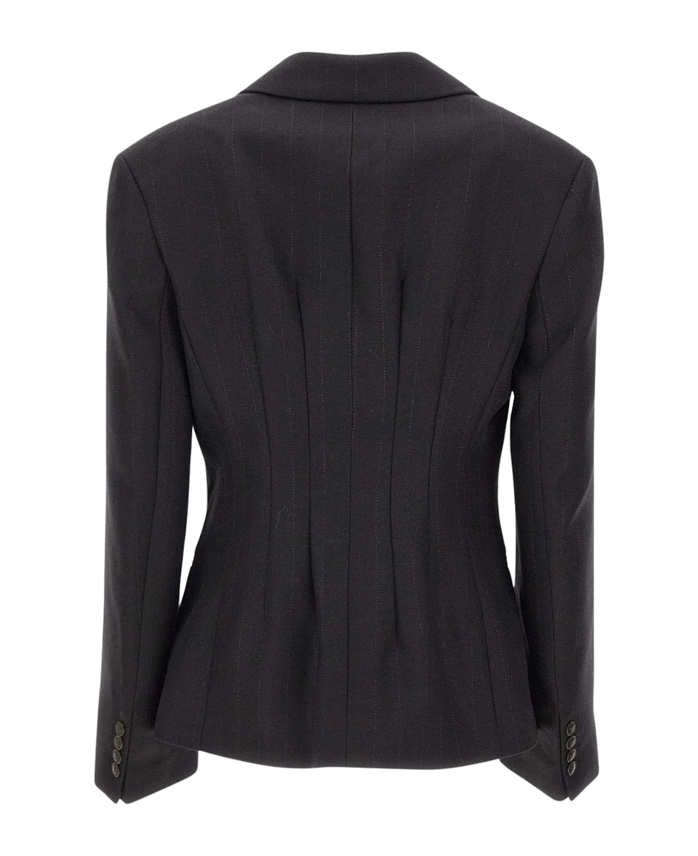 Herskind Sailor Wool Fitted Blazer - Black Pinstripe