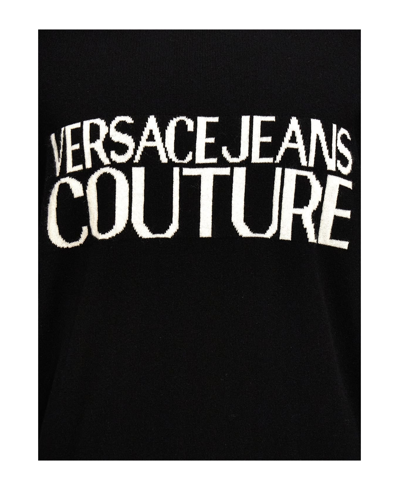 Versace Jeans Couture Logo Intarsia Sweater - White/Black ニットウェア