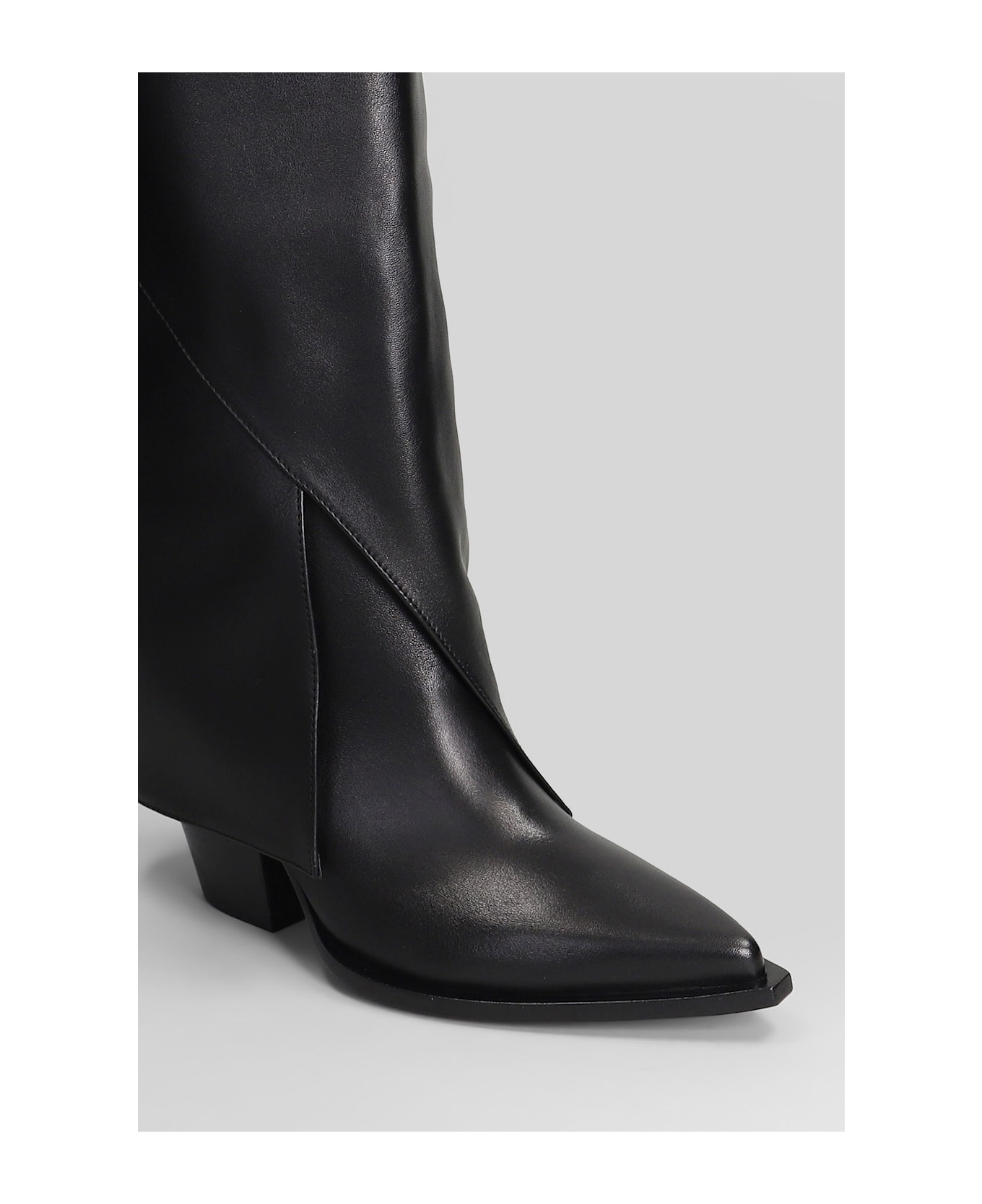 Elena Iachi Texan Boots In Black Leather - black