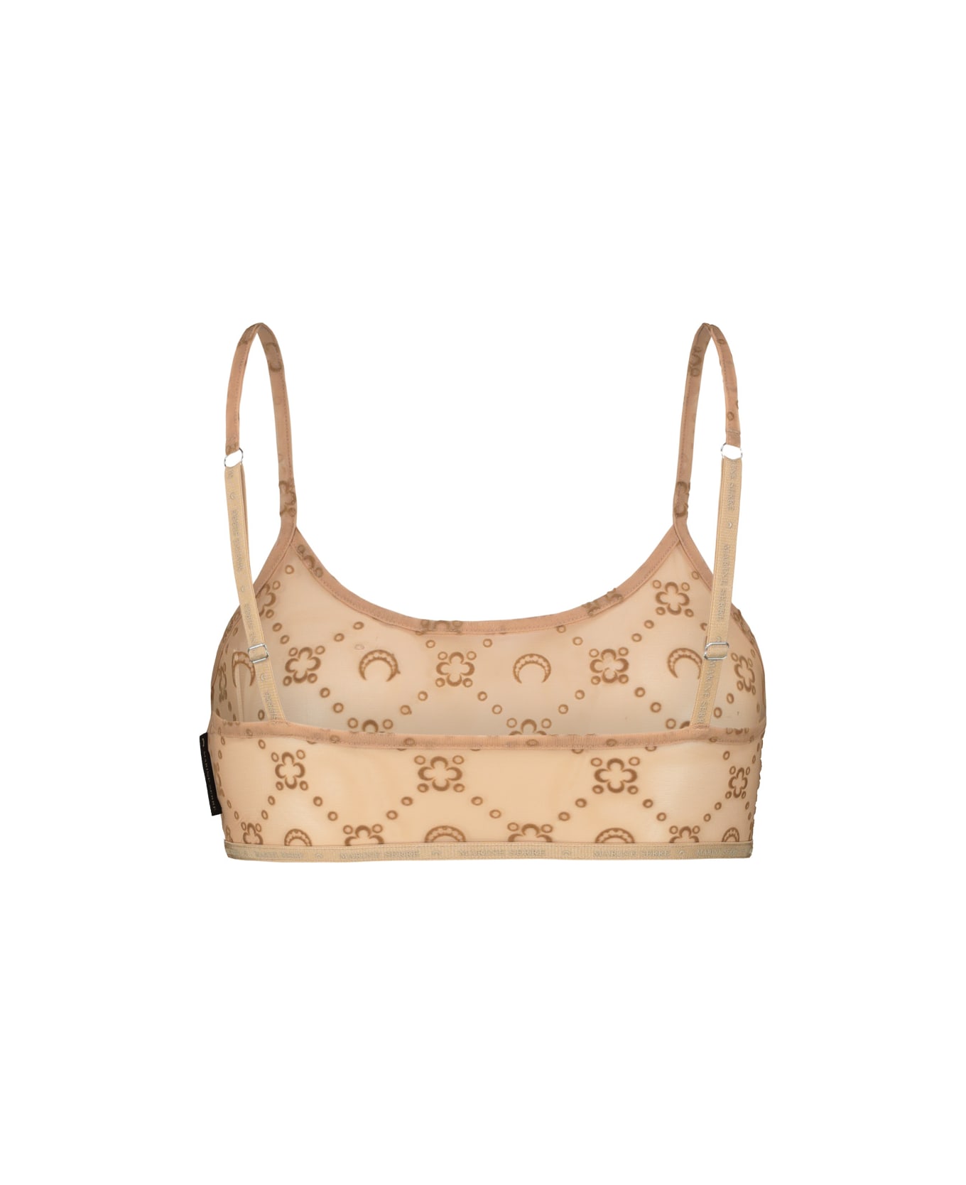 Marine Serre Recycled Mesh Flock Bralette - Camel