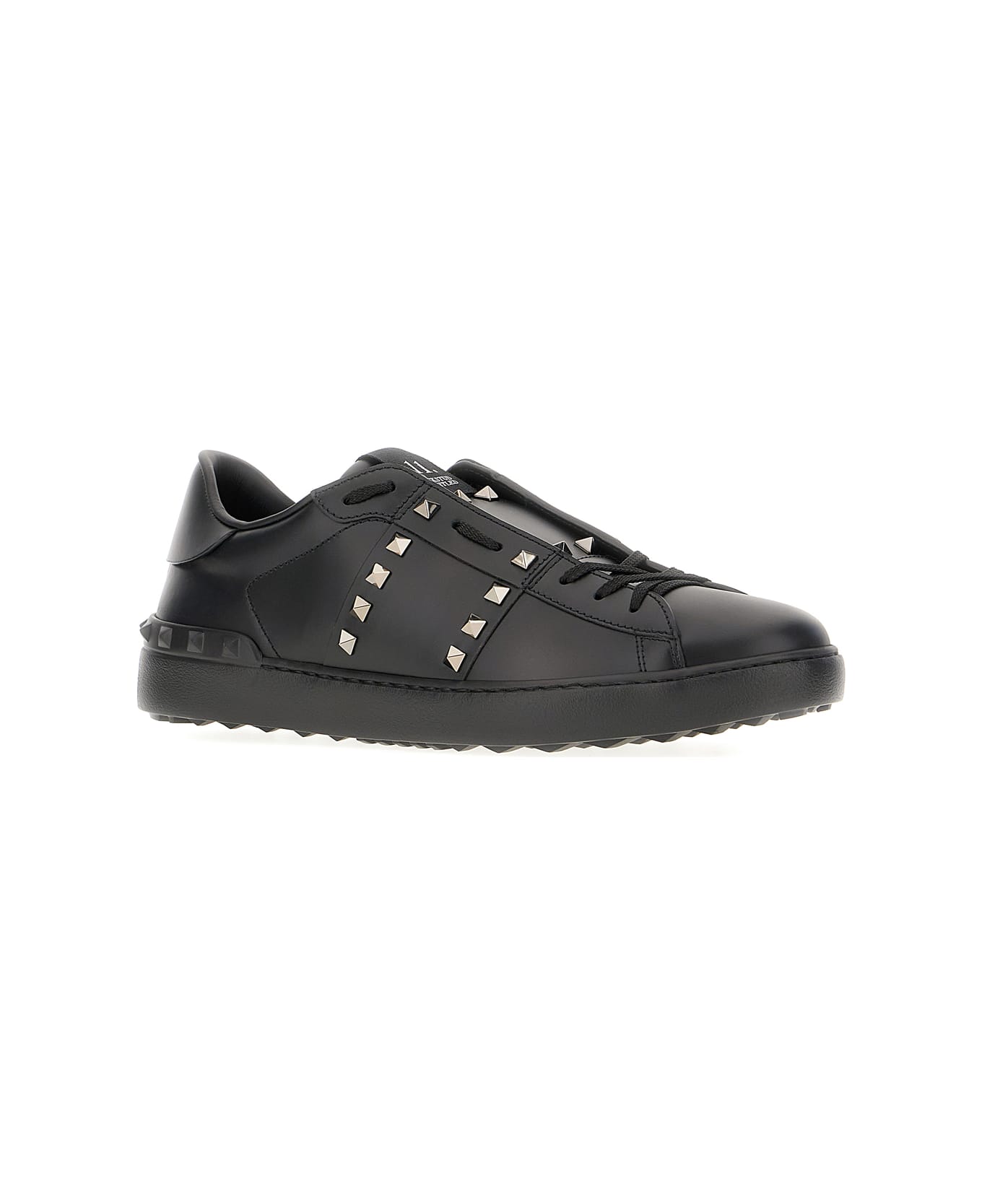 Valentino Garavani Black Leather Rockstud Sneakers - Nero