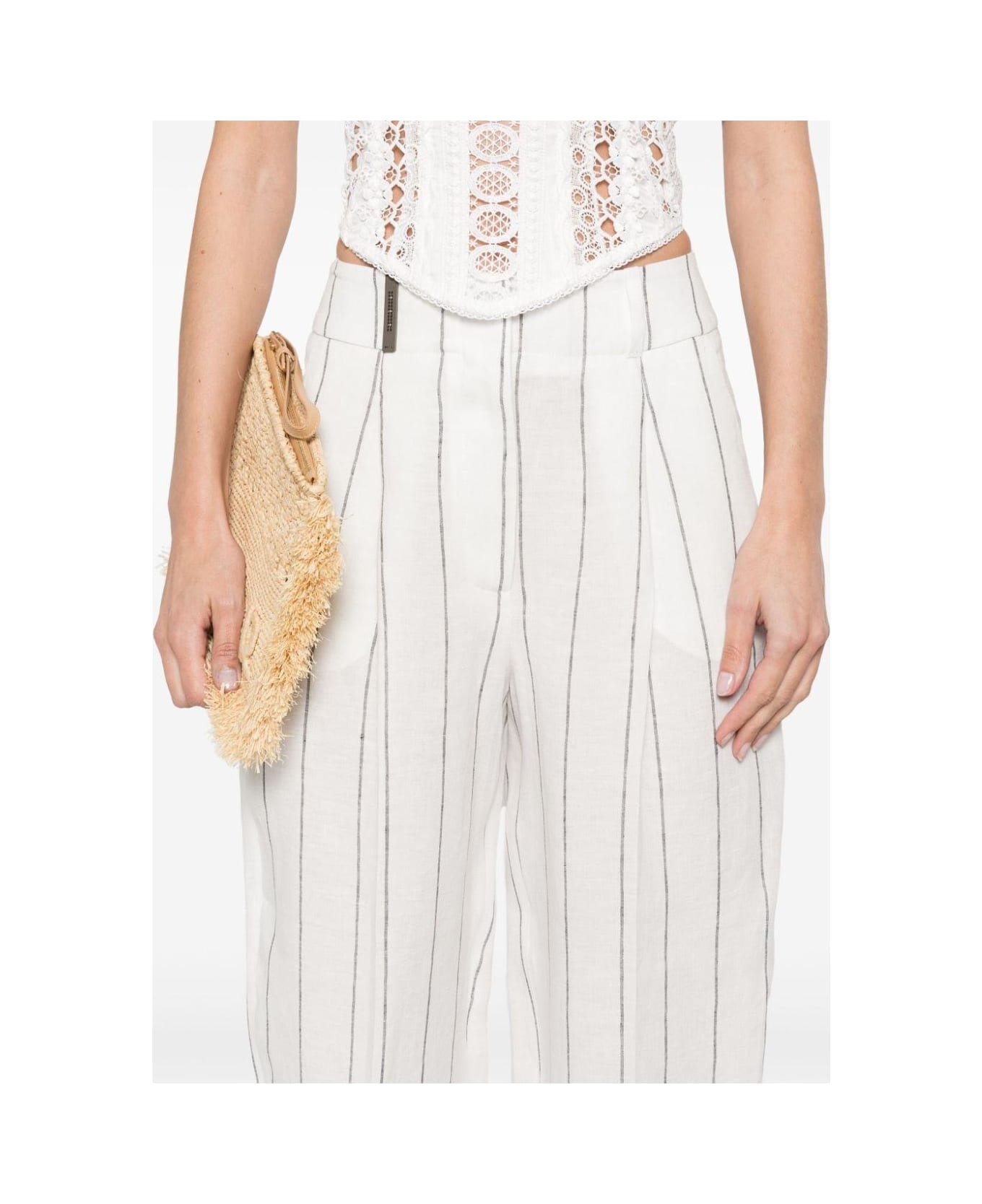 Peserico Striped Cropped Pants - White