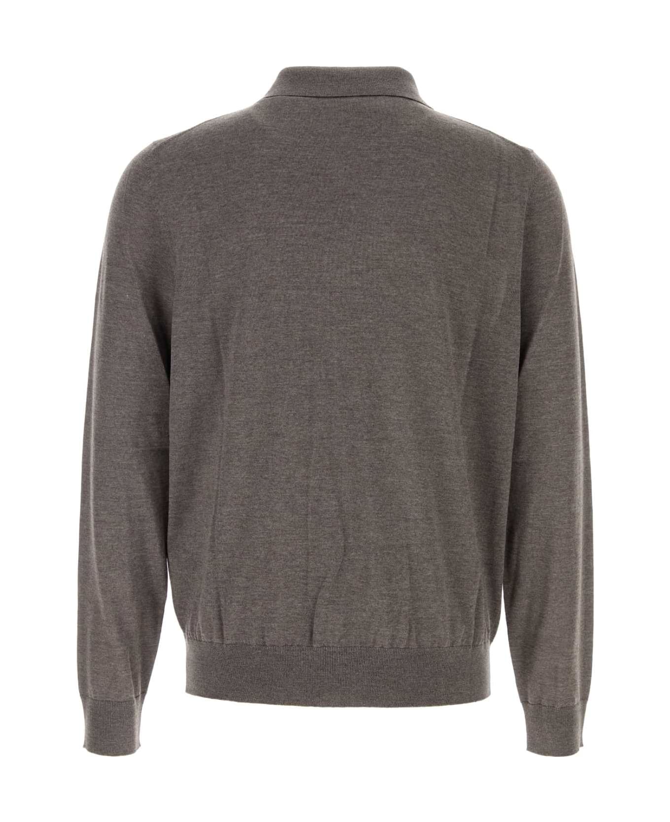 Saint Laurent Grey Wool Polo Shirt - TAUPECHINE