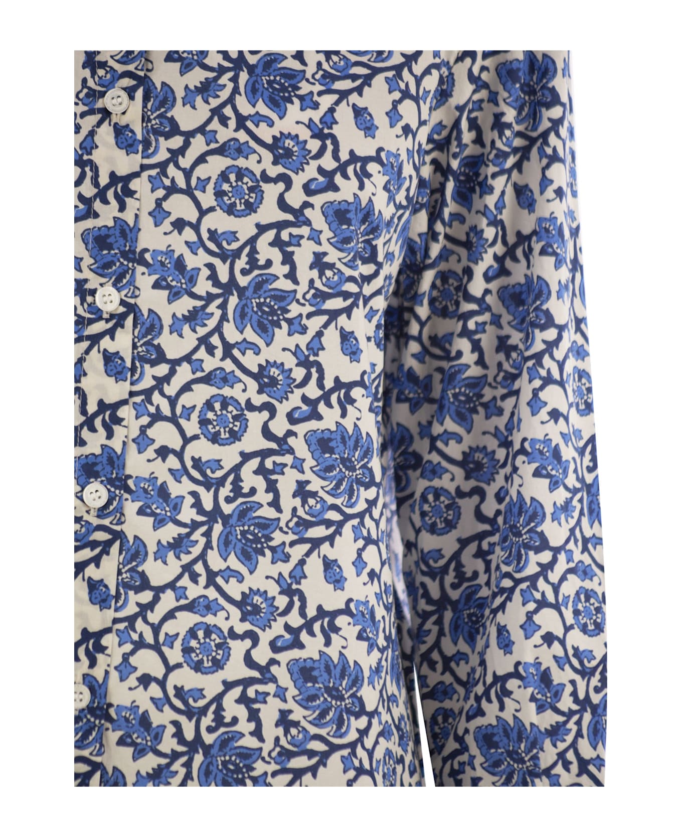 MC2 Saint Barth Brigitte - Shirt With Flower Pattern - Blue