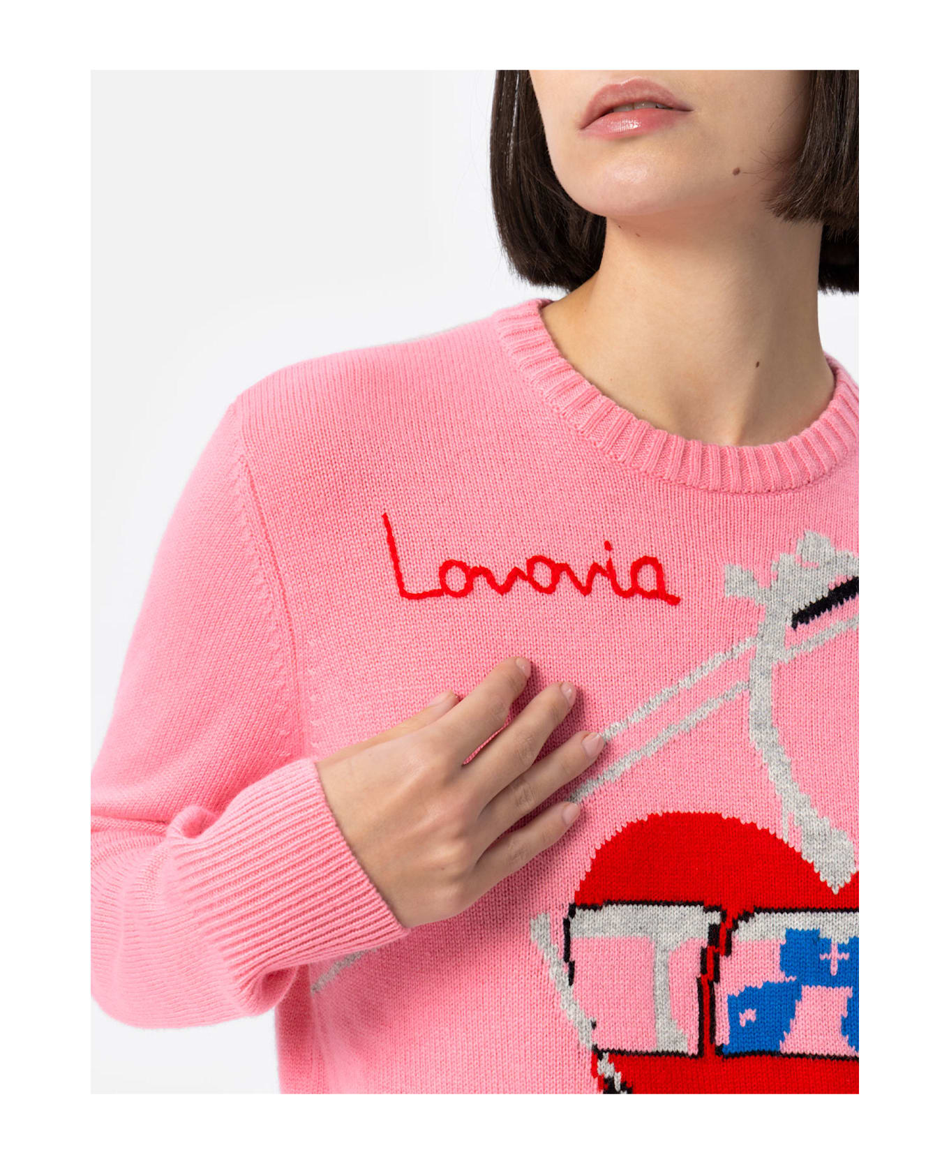 MC2 Saint Barth Woman Cashmere Blend Sweater New Queen With Postcard Jacquard - PINK