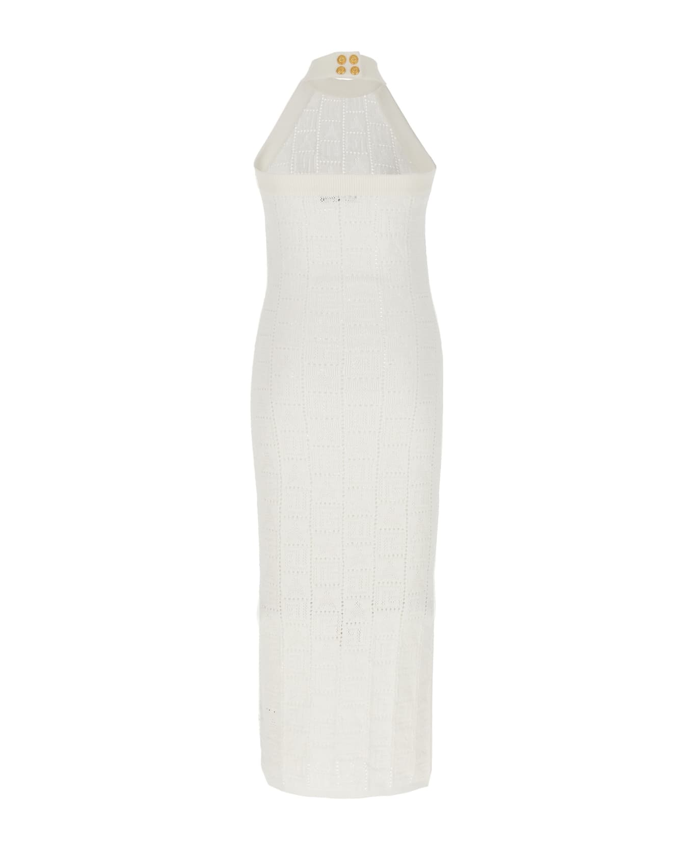 Balmain Monogrammed Knit Dress - White