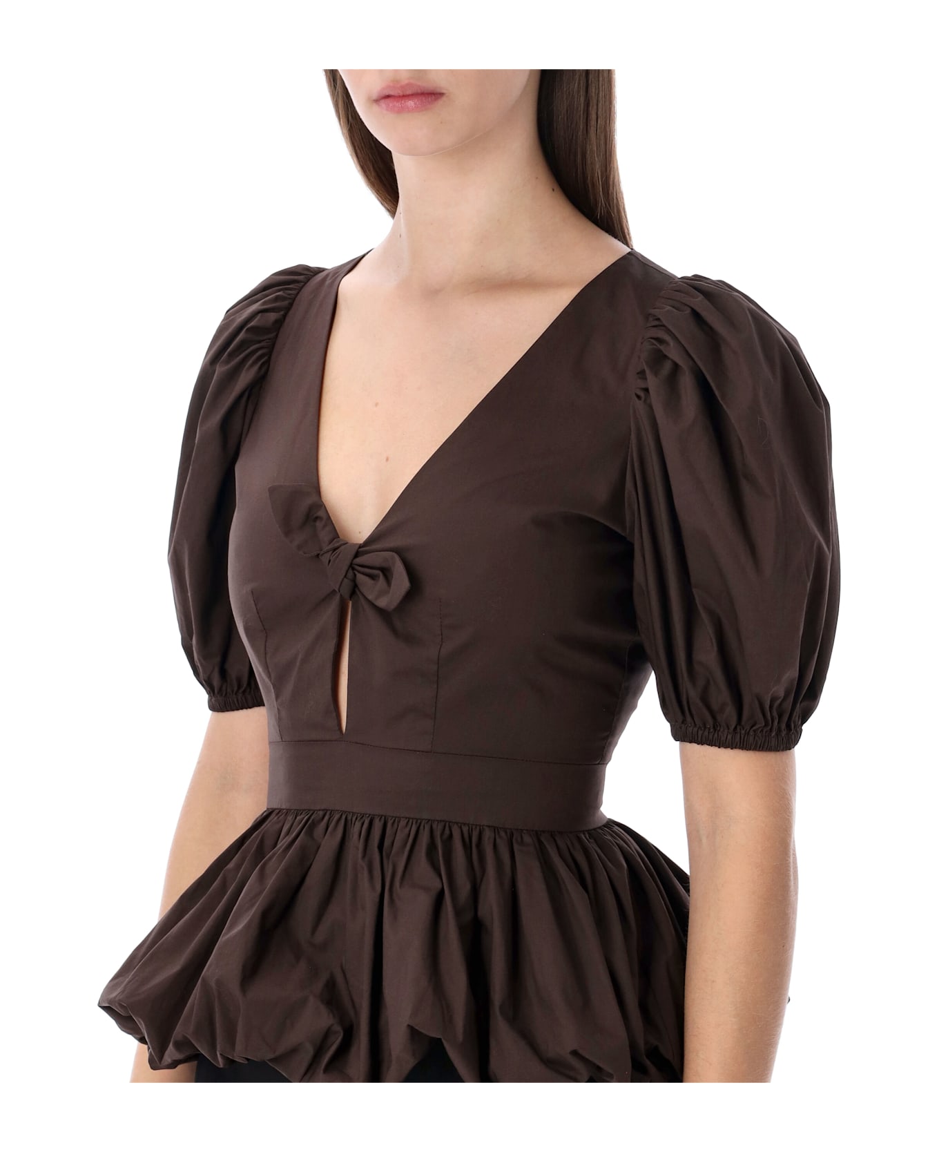 Rotate by Birger Christensen Rotate Puff-sleeve Bubble top - MOLE BROWN