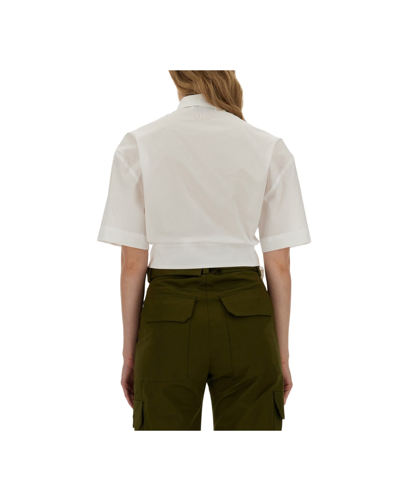 MSGM Shirt With Bow - WHITE