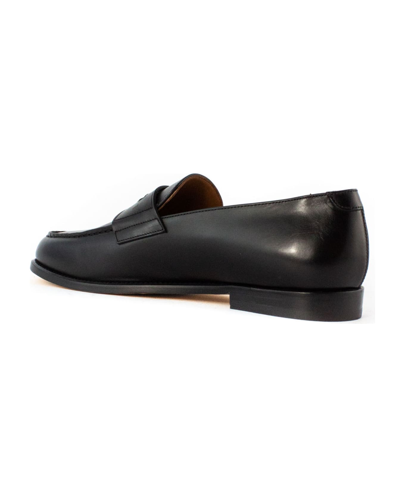 Doucal's Mario Loafer In Black Leather - Black ローファー＆デッキシューズ
