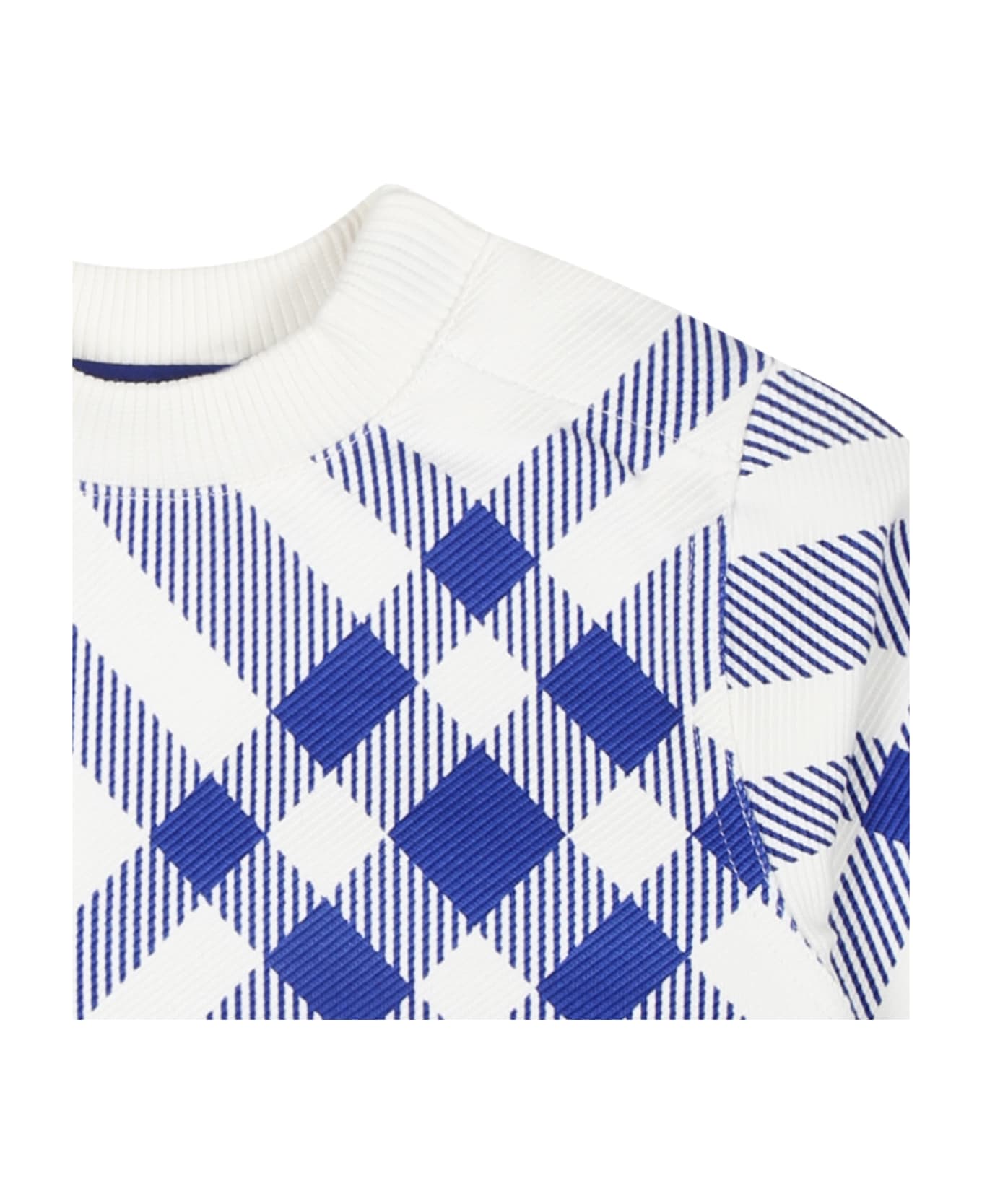 Burberry Sweatshirt For Boy With All Over Check - White