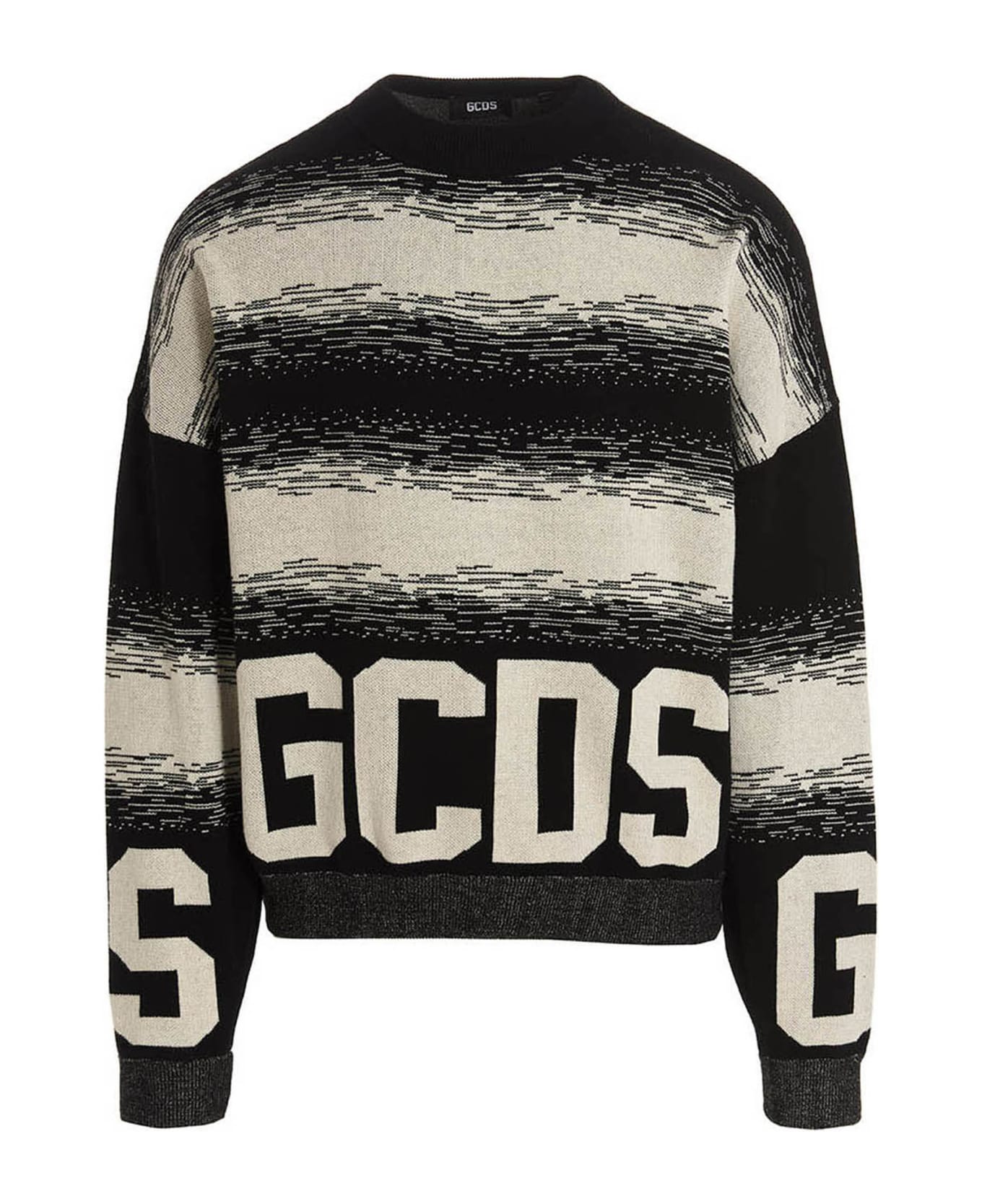 GCDS 'gcds Low Band Degradè' Sweater - White/Black