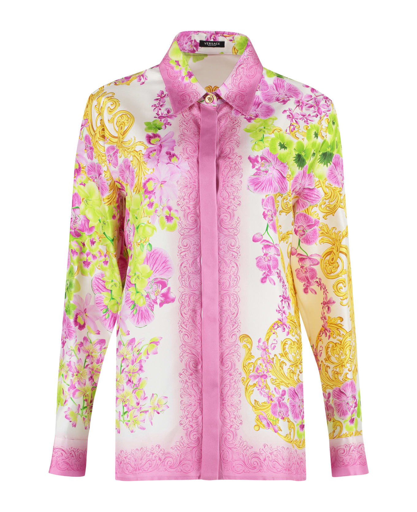 Versace Floral Print Shirt - White/Pink