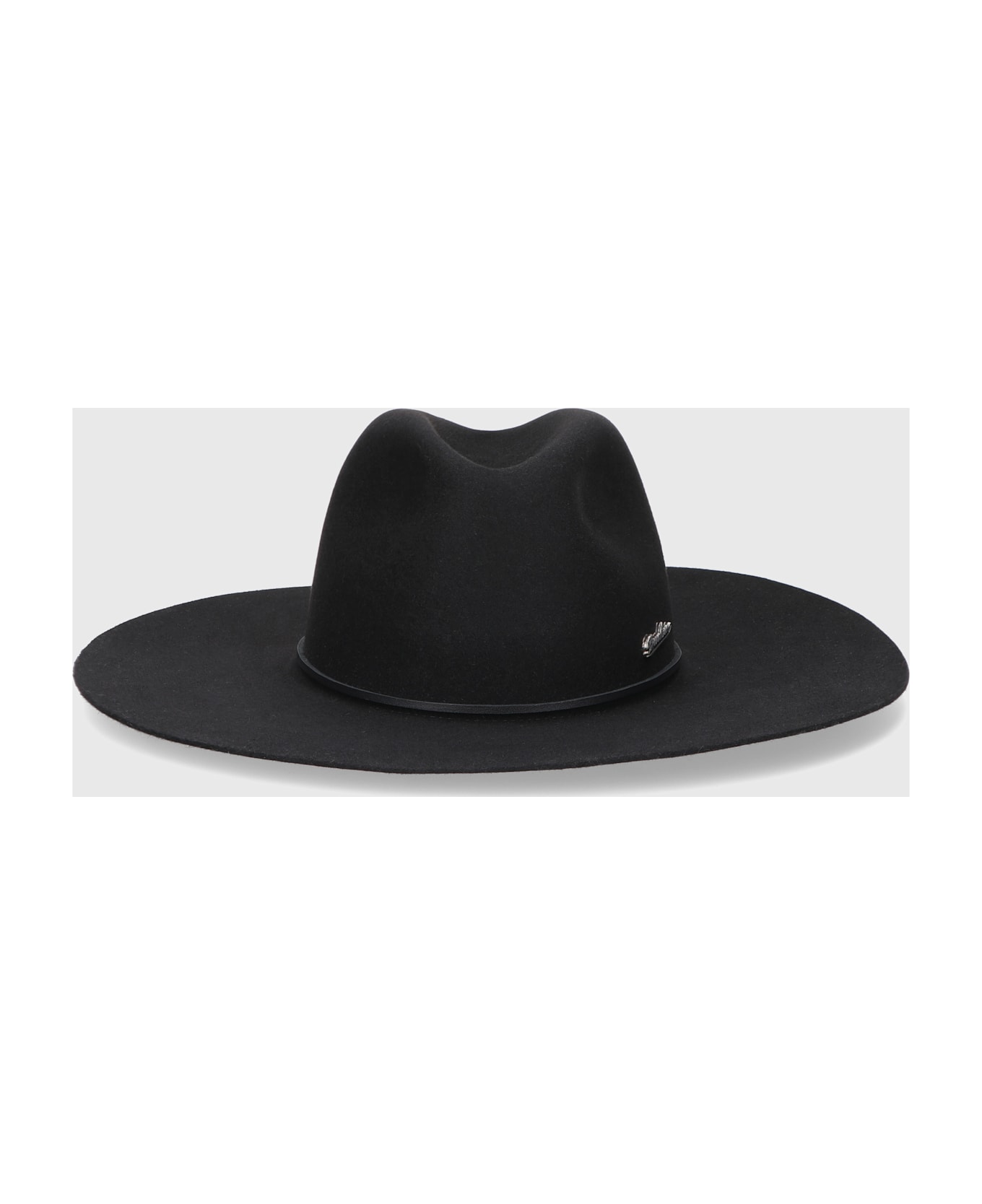 Borsalino Heath Alessandria Brushed Felt With Leather Hatband - BLACK, TONE ON TONE HATBAND