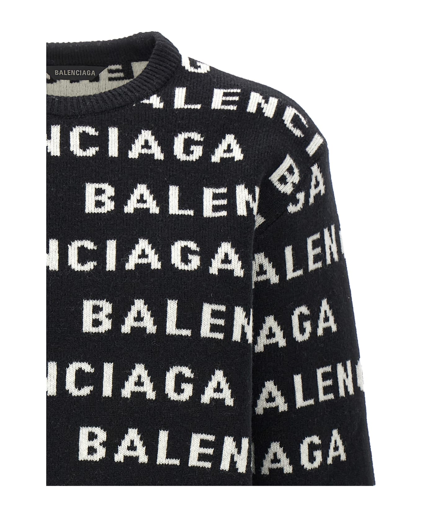 Balenciaga All-over Logo Sweater - White/Black