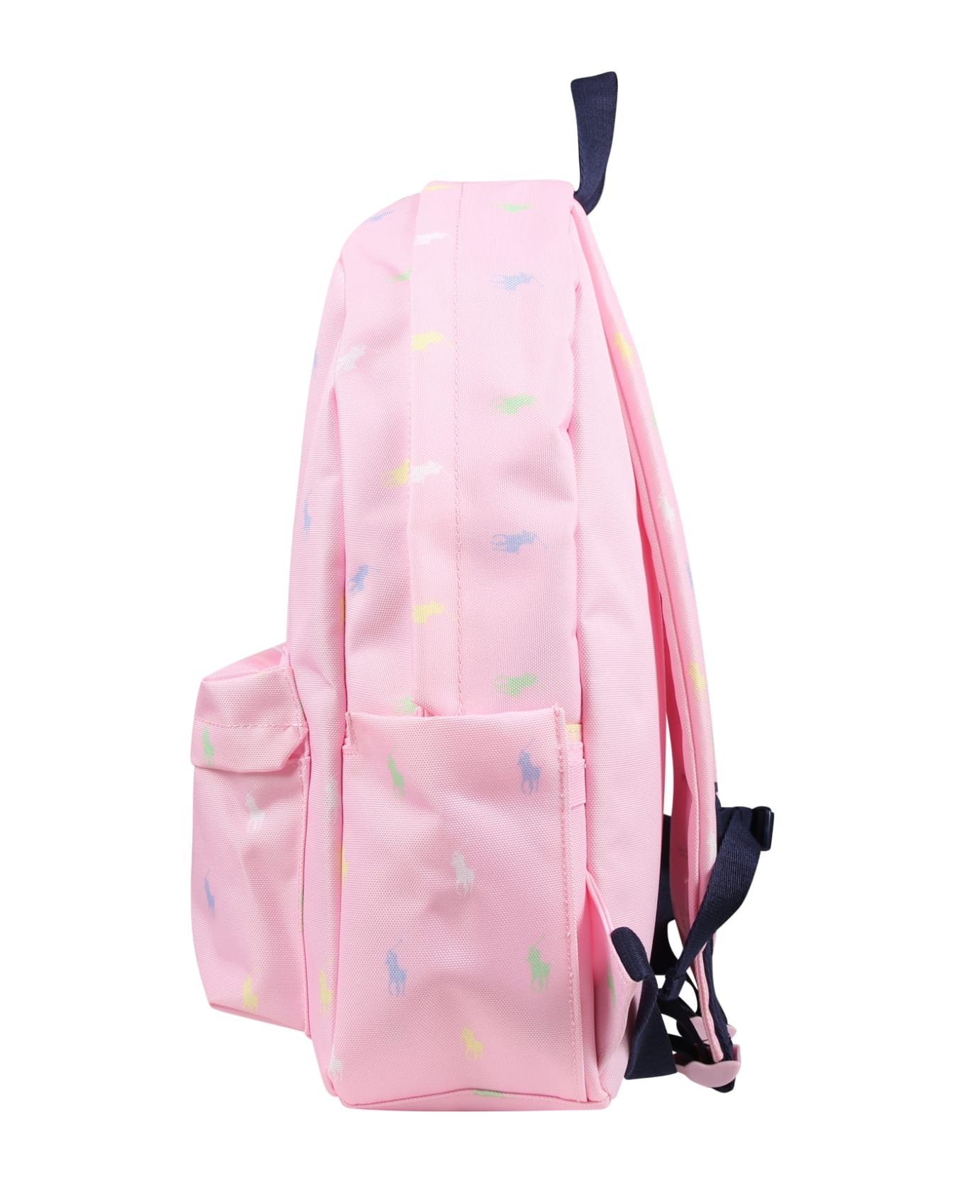Ralph Lauren Pink Backpack For Girl With All-over Logo - Pink