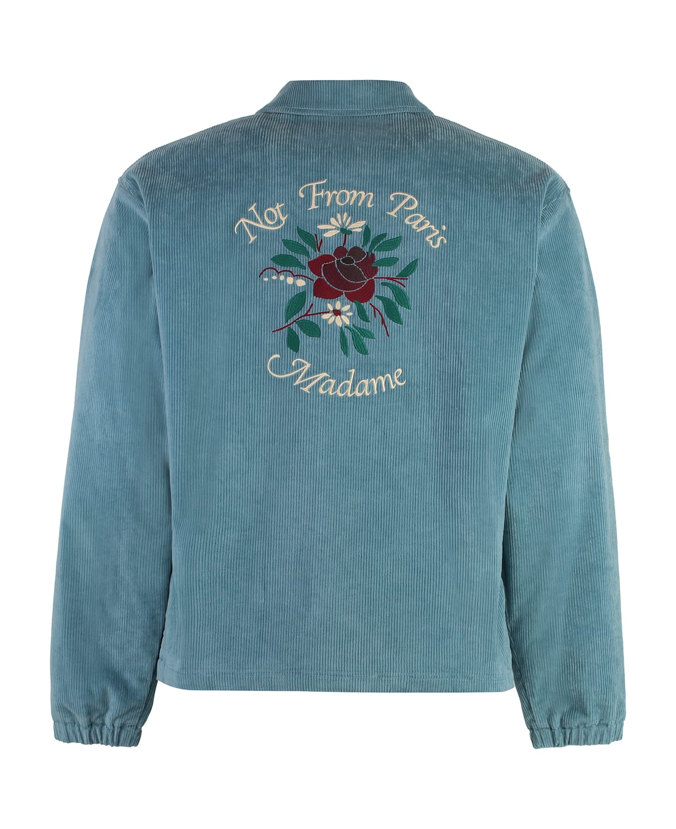 Drôle de Monsieur Slogan Fleurs Corduroy Velvet Jacket - Blue