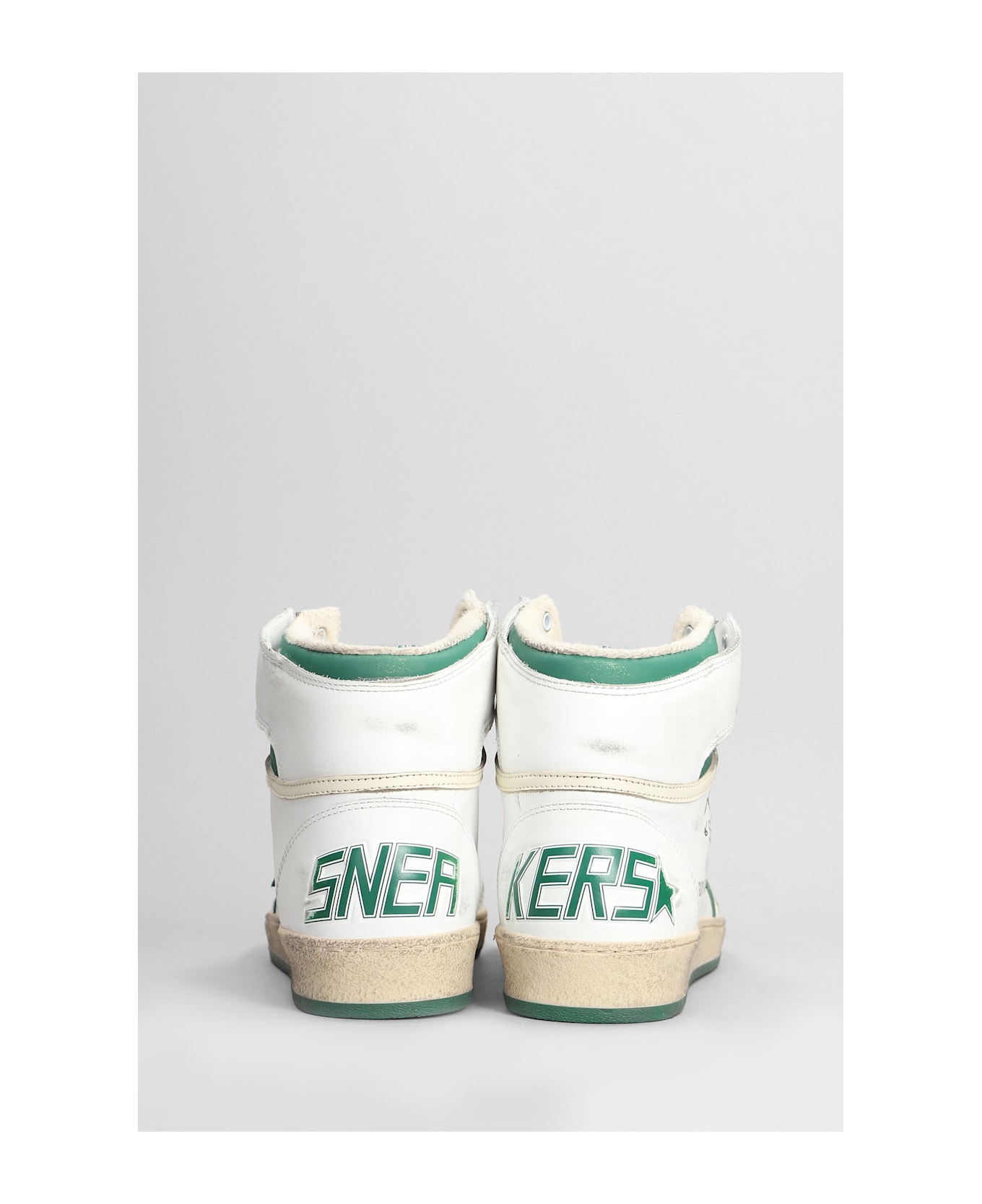 Golden Goose Sky Star Sneakers In White Leather - WHITE/GREEN