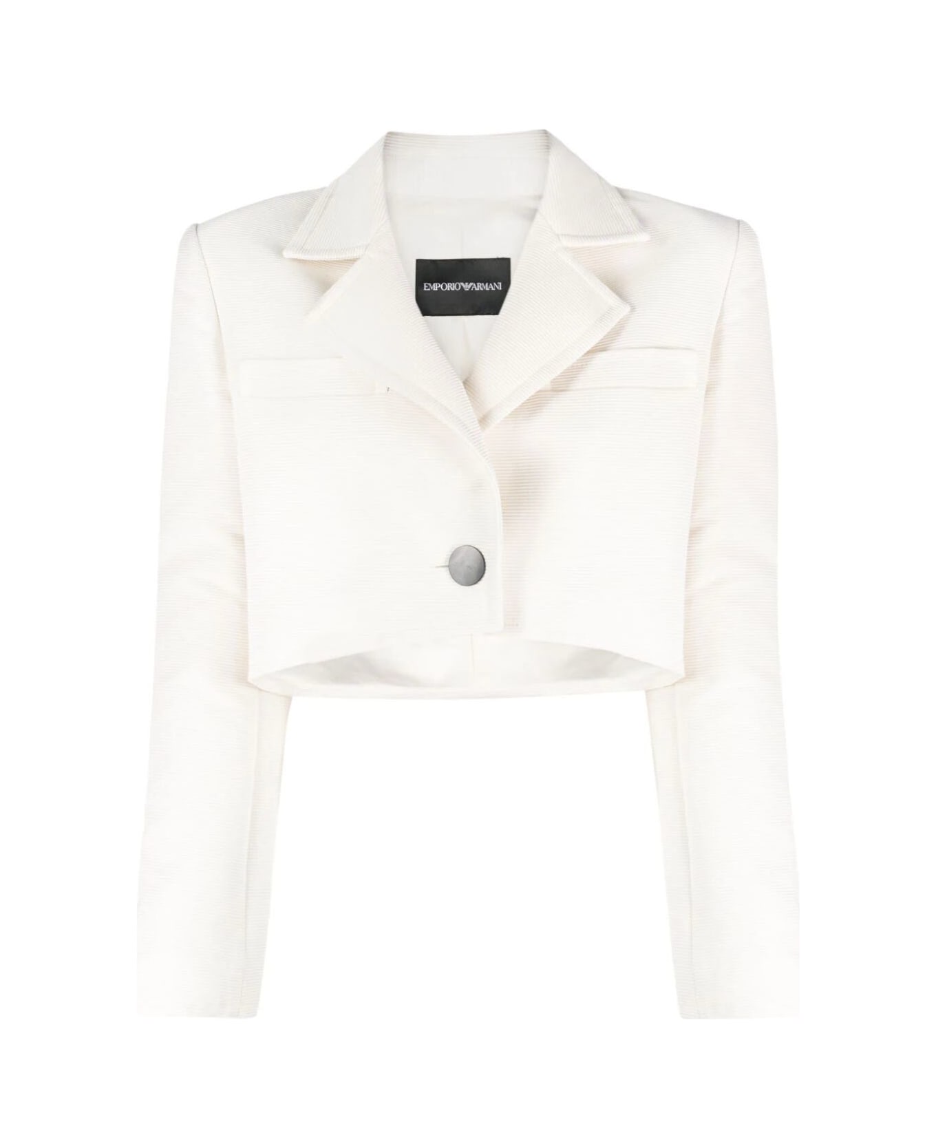 Emporio Armani Cropped Jacket - Silk White
