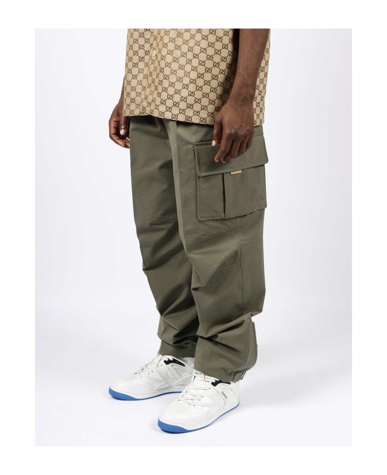 Gucci Green 'cargo' Pants With Branded Details In Supreme Fabric In Cotton Man - Green ボトムス
