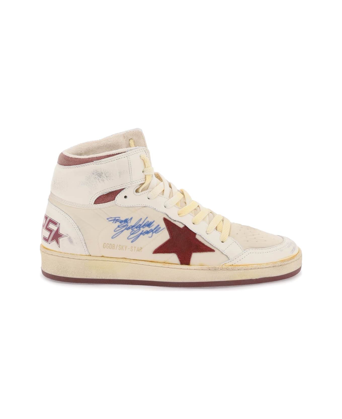 Golden Goose Sky-star Hi-top Sneakers - BEIGE POMEGRANADE WHITE RED