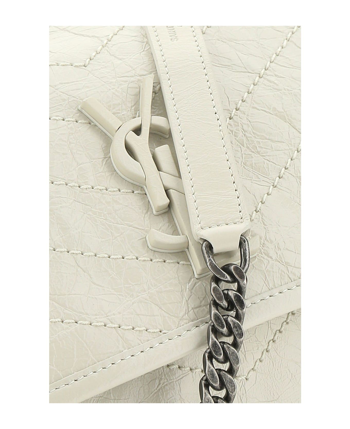 Saint Laurent Ivory Leather Medium Niki Shoulder Bag - White