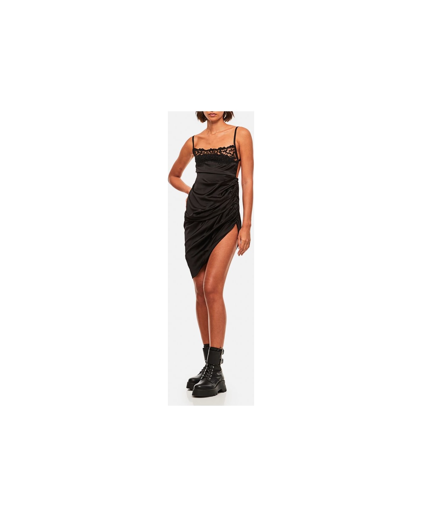 Jacquemus La Saudade Brodée Stretch Viscose Mini Dress - Black