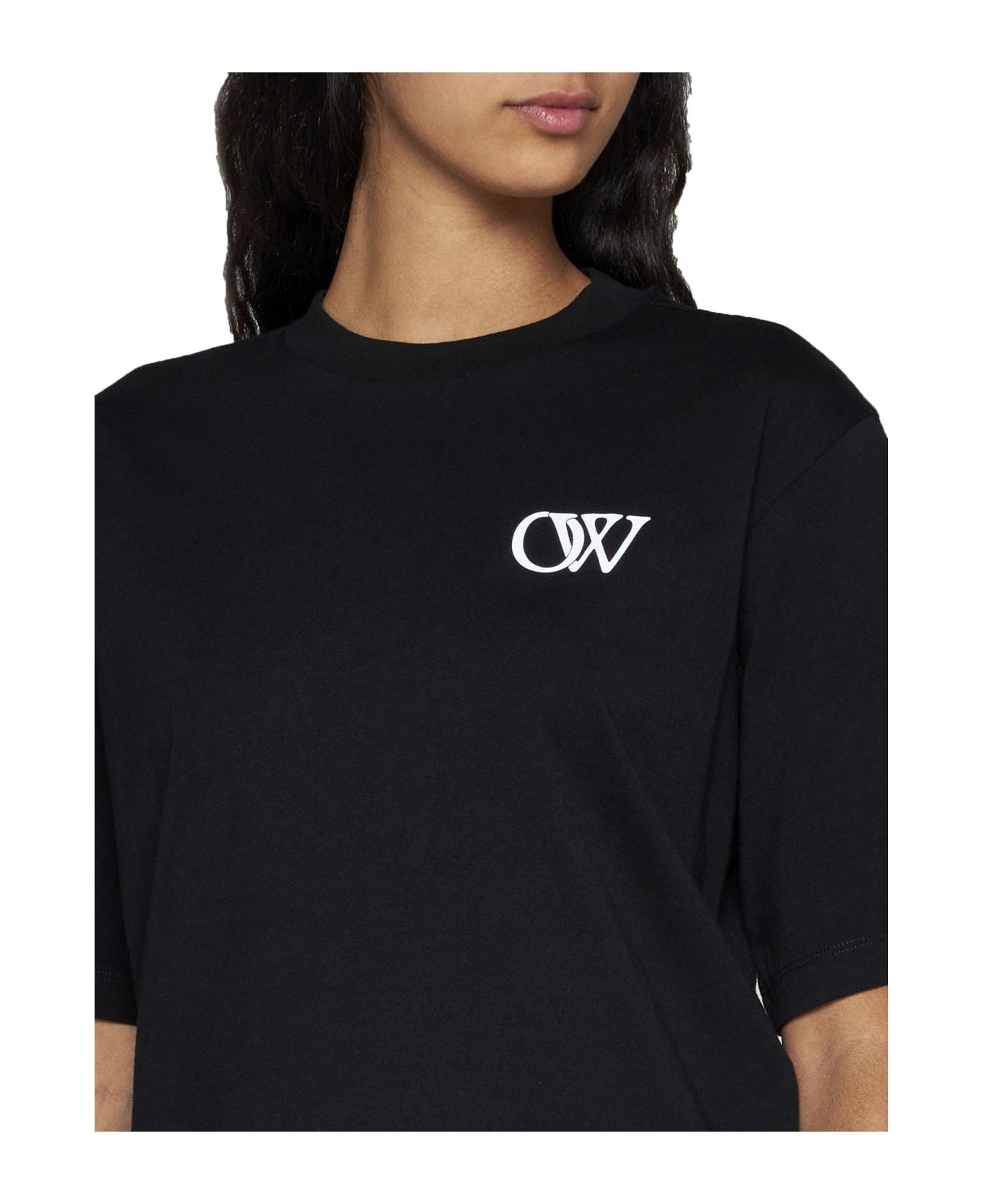 Off-White Logo Printed Crewneck T-shirt - Black white Tシャツ