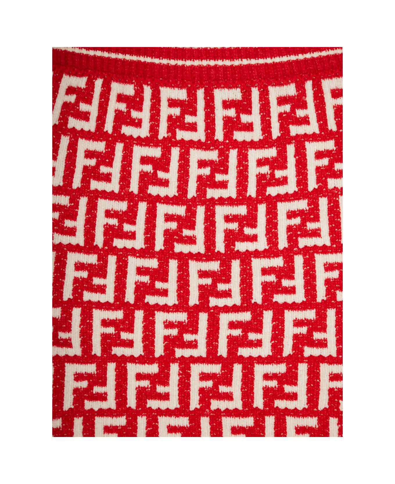 Fendi Red Skirt With Ff Motif In Cotton Blend Girl - Red