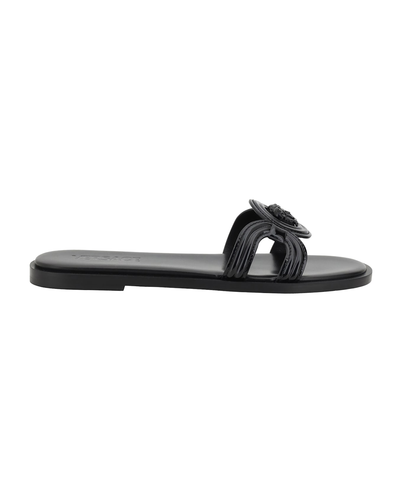 Versace Medusa Logo Sandals - Black