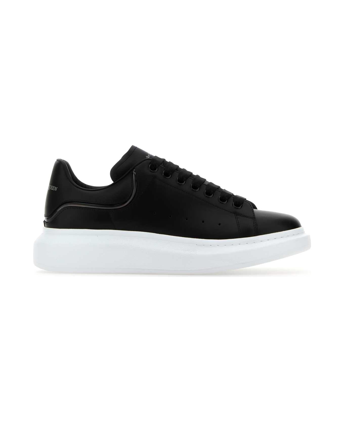 Alexander McQueen Black Leather Sneakers With Black Leather Heel - BLACKFUME
