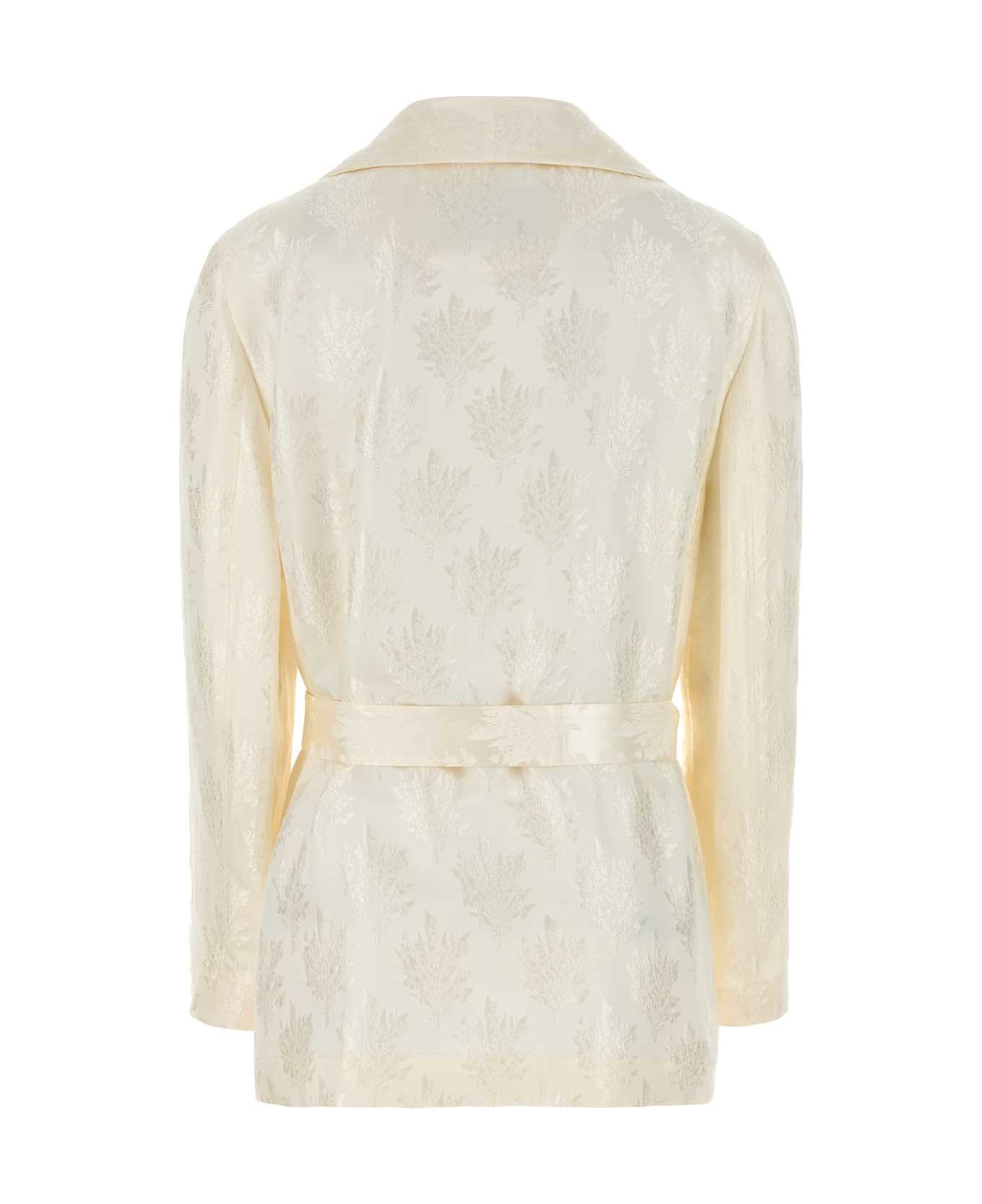 Fendi White Silk Blazer - WHITE