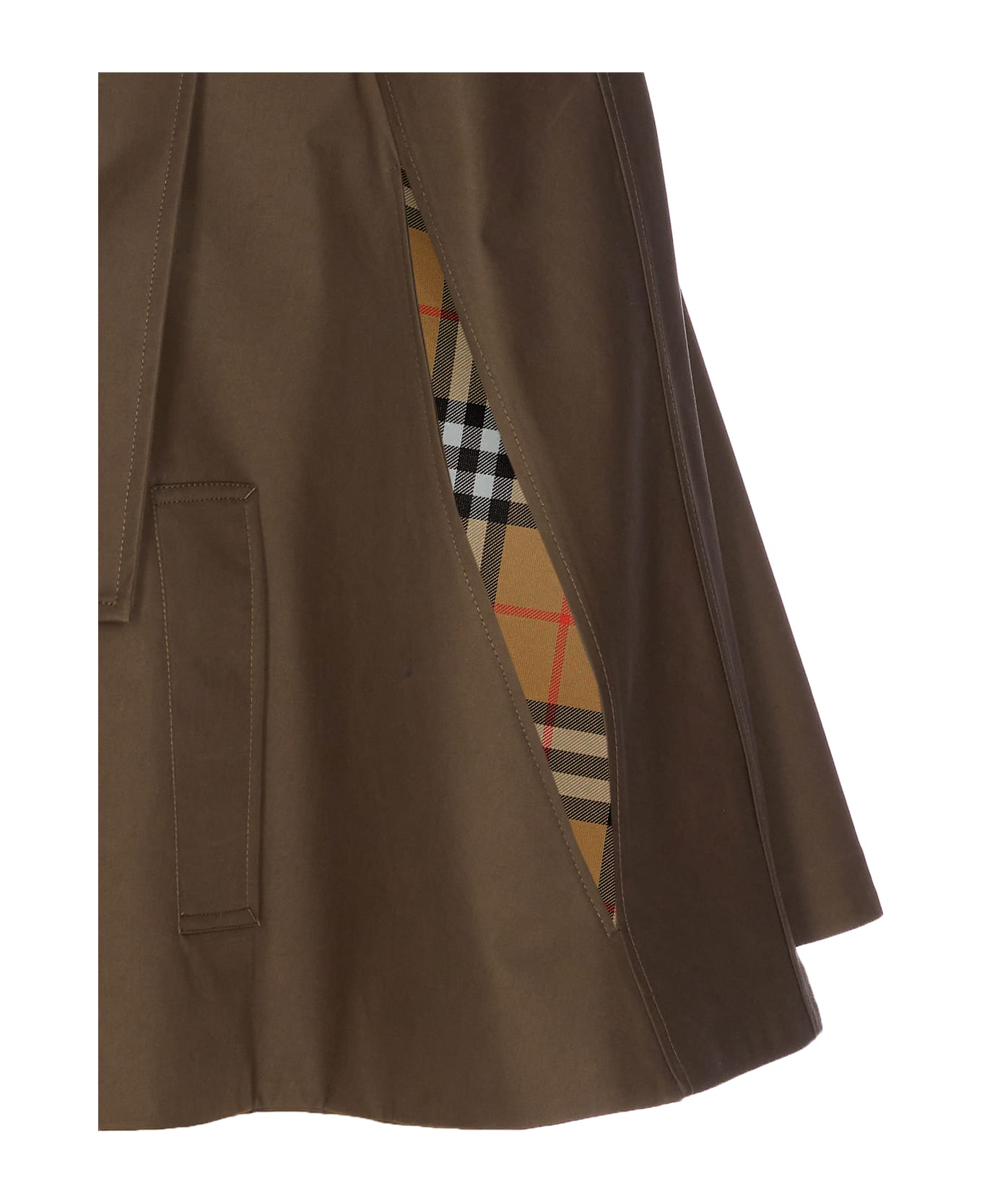 Burberry Cotton Check Cape - BROWN