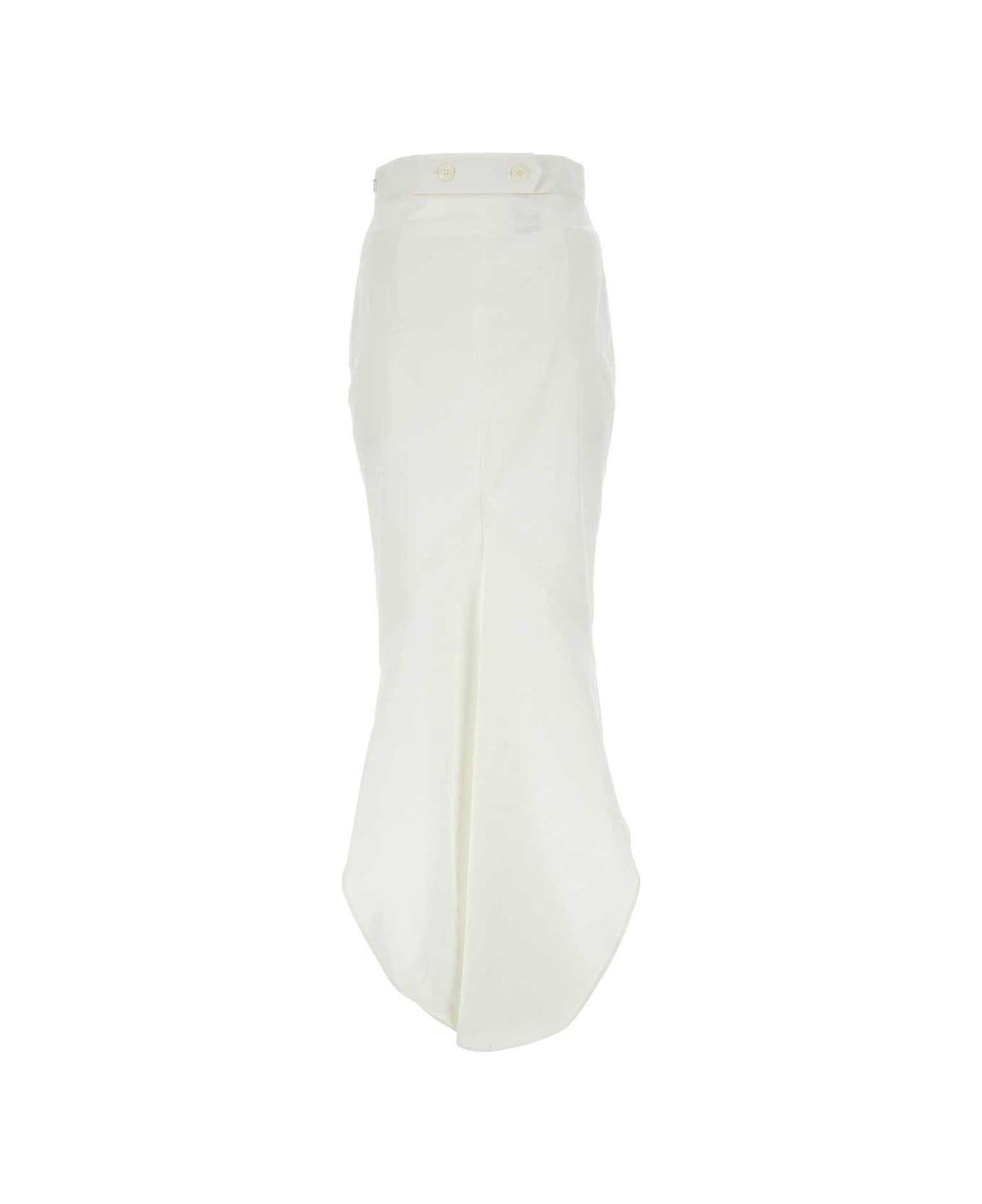 Prada High-low Hem Cut Midi Skirt - Bianco
