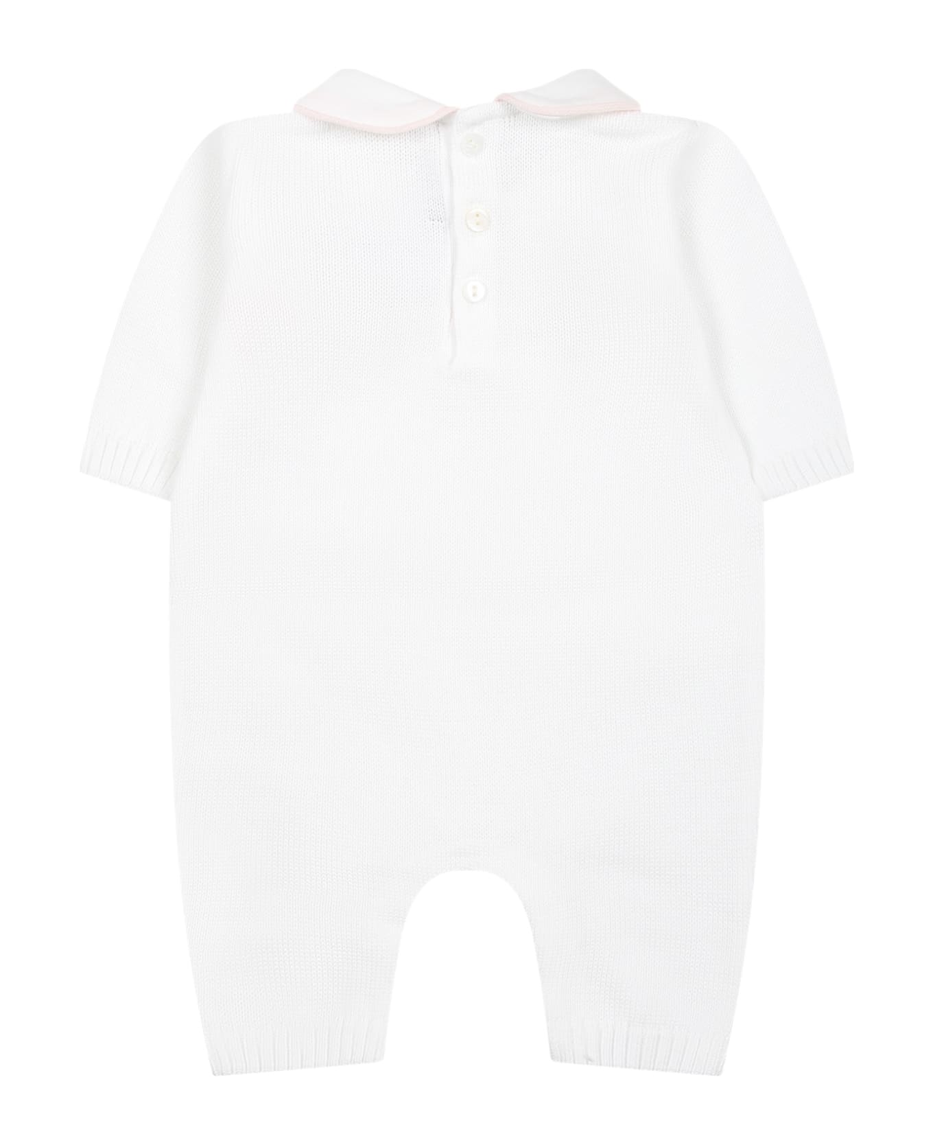 Little Bear White Babygrown For Baby Girl - White ボディスーツ＆セットアップ