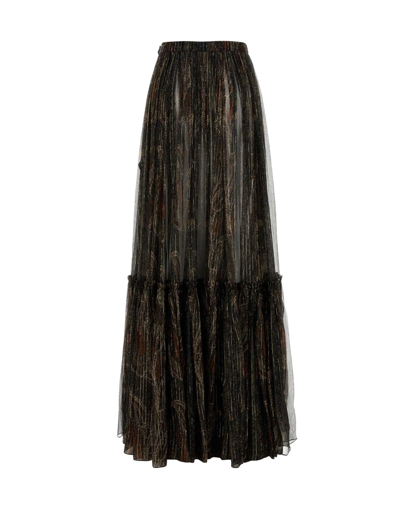 Saint Laurent Printed Silk Blend Skirt - MULTICOLOREFONCE