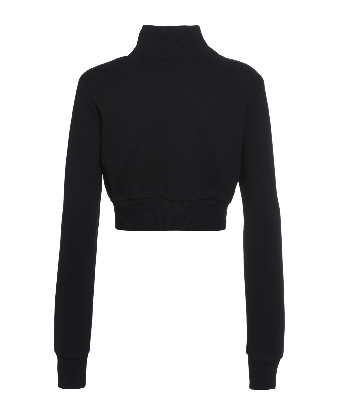 Chiara Ferragni Long-sleeved Form-fitting Cropped Tracksuit Top With Logo - BLACK