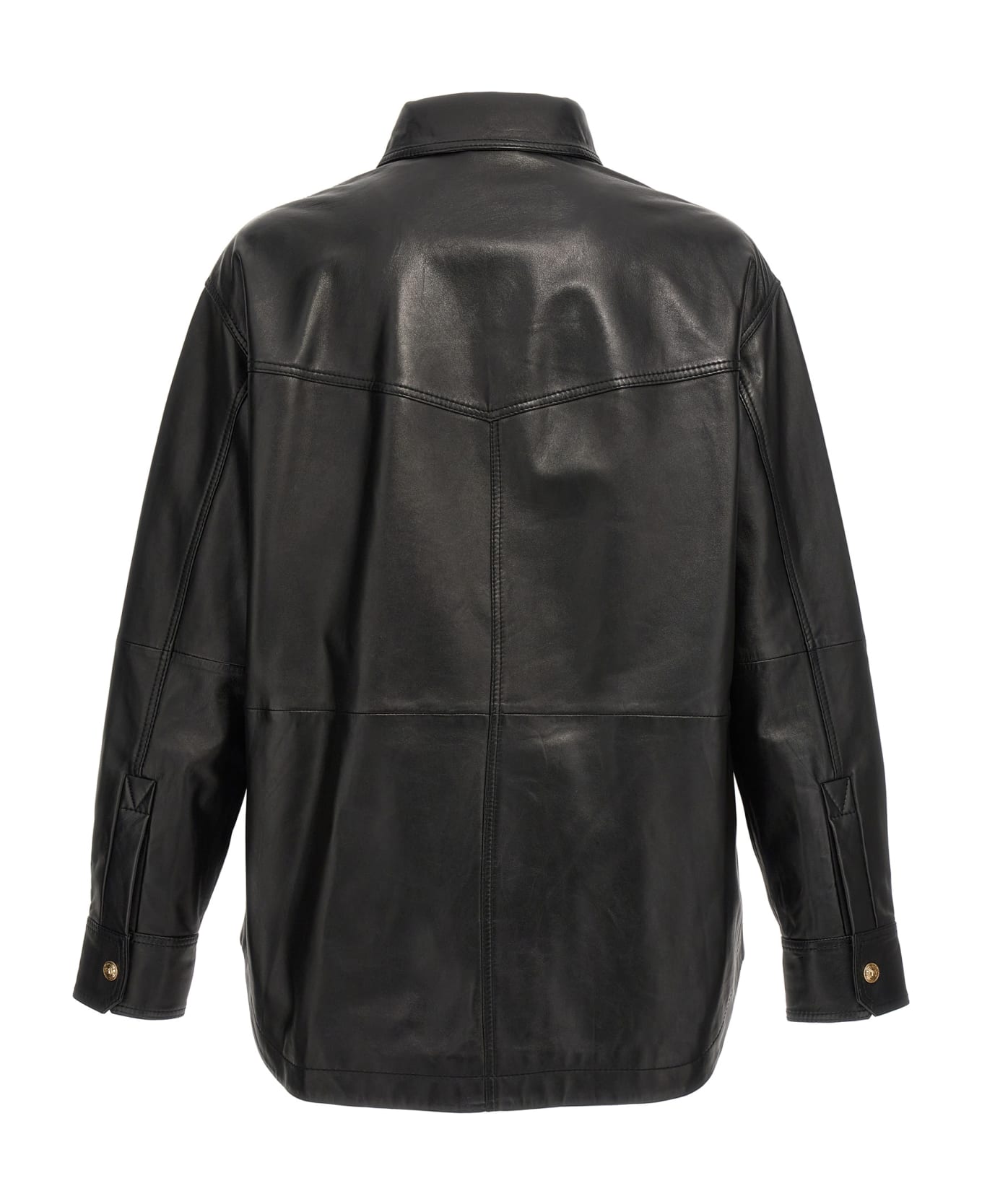 Versace Jeans Couture Logo Button Leather Jacket - Black